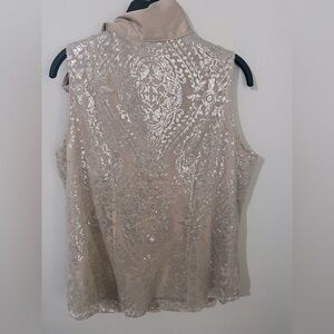 Sequin sleeveless top w satin bow